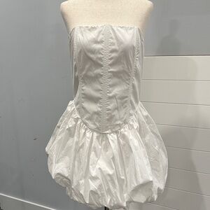 White Strapless Dress with corset and bubble hem